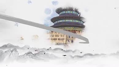 国潮中国传统鎏金旅游城市地标展示AE模板视频的预览图